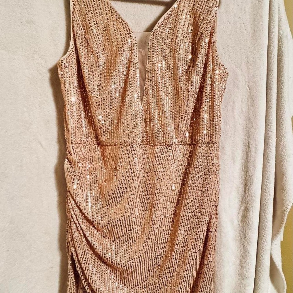 grace karin sequin dress with rouche